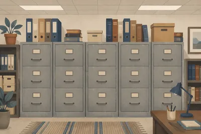 Organized Office File Cabinets and Archive Storage
