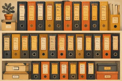 Organized File Cabinet Office Storage Shelves