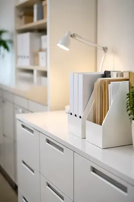 Organized White Office File Cabinet Corner