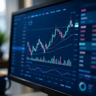 Blue Financial Analytics Dashboard Close Up
