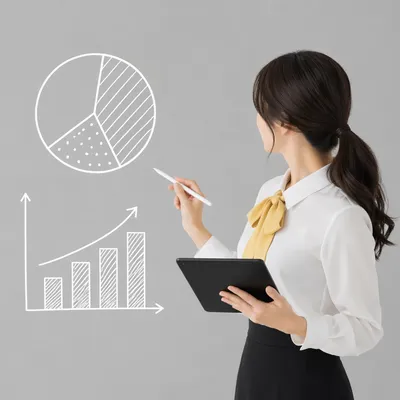 Business Presenter With Financial Analytics Charts