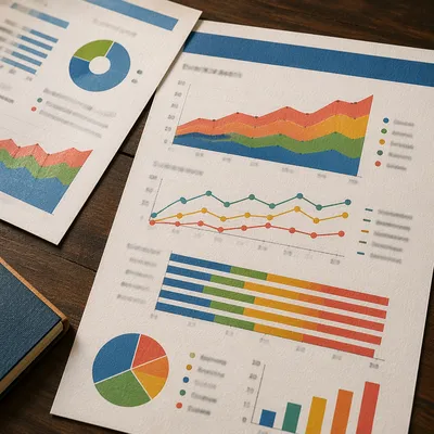 Financial Analytics Reports on Wooden Desk