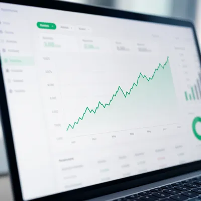 Rising Financial Analytics Dashboard on Laptop