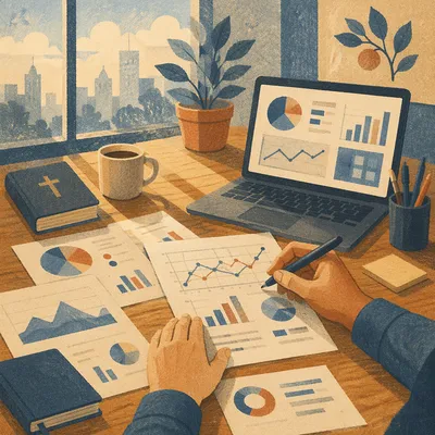 Financial Analytics on Morning Office Desk