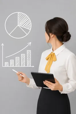 Business Presenter With Financial Analytics Charts