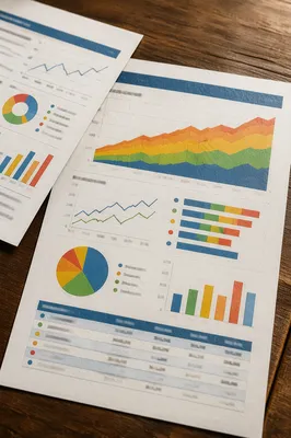 Financial Analytics Reports on Wooden Desk