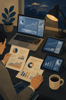 Business Analytics Workspace at Dusk