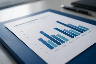 Blue Financial Analytics Report Close-Up