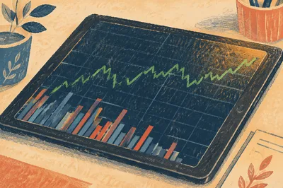 Tablet Financial Analytics Dashboard on Desk