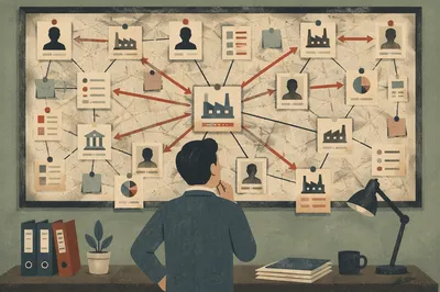 Financial Analytics Investigation Board With Business Network