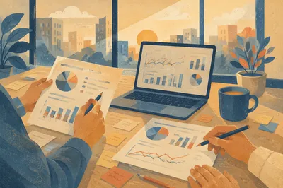 Morning Business Analytics Review with Financial Charts