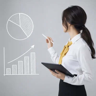 Professional Presenter With Financial Analytics Charts