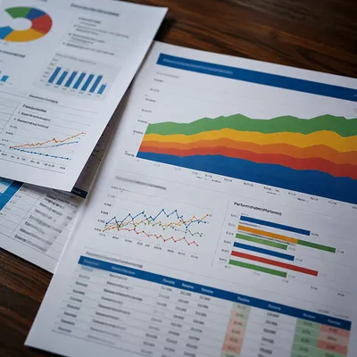 Financial Analytics Reports on Wooden Desk