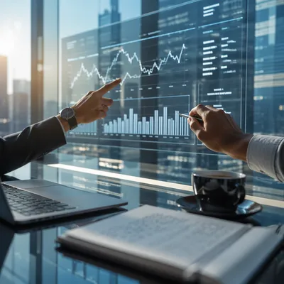 Financial Data Review in Glass Meeting Room