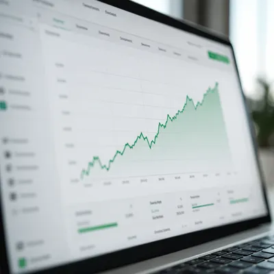 Rising Financial Analytics Dashboard on Laptop