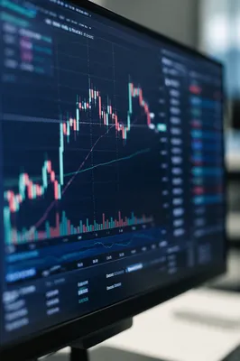 Blurred Financial Analytics Dashboard on Monitor