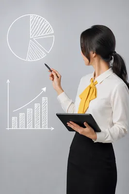 Presenter With Financial Analytics Charts