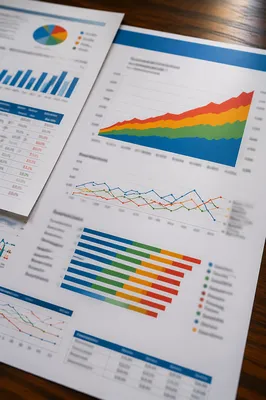 Financial Analytics Reports on Wooden Desk