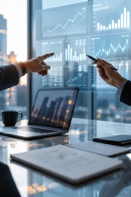 Strategic Financial Analytics in Glass Meeting Room