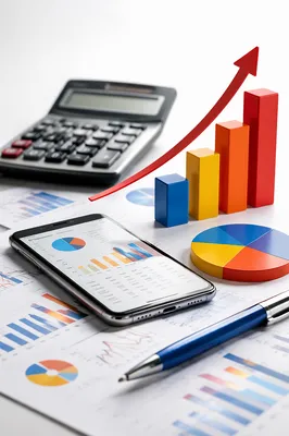 Financial Analytics Desk With Growth Chart
