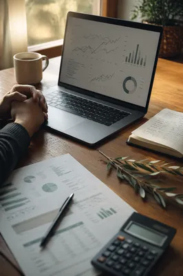 Small Business Finance Review with Laptop