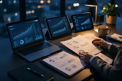 Modern Financial Analytics Workspace at Dusk