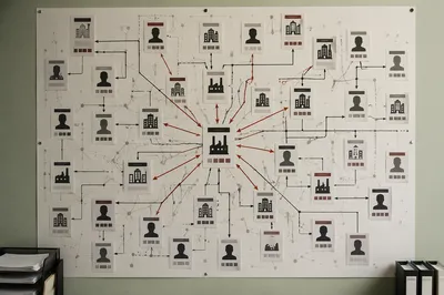 Financial Analytics Investigation Board with Network Charts