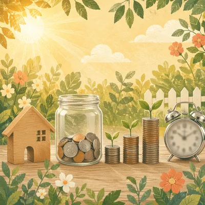 Glass Jar Coin Savings Growth Concept
