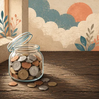Glass Jar Coins for Savings Growth