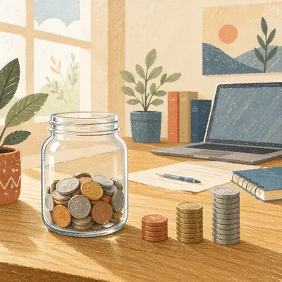 Glass Jar Coin Savings Growth Scene