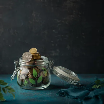 Glass Jar Coin Savings Growth Concept