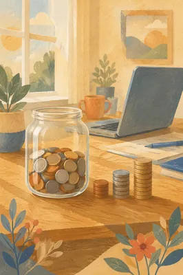 Glass Jar Coin Savings Growth Scene