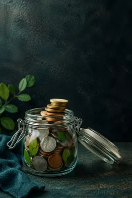 Glass Jar Coin Savings Growth Concept