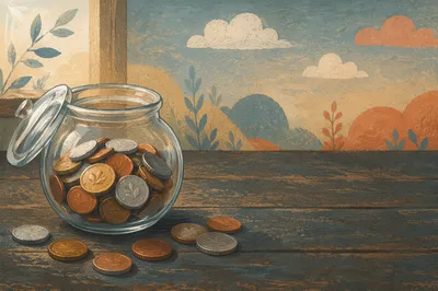 Glass Coin Jar Savings Growth Concept