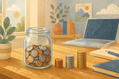 Glass Jar Coins Savings Growth Scene
