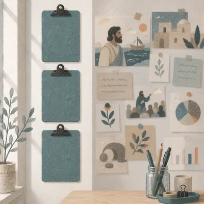 Goal Setting Vision Board in Teal Office