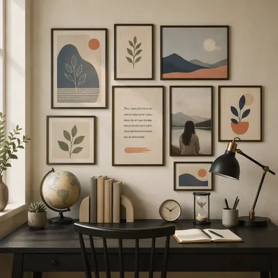 Calm Office Vision Board Goal Setting Wall