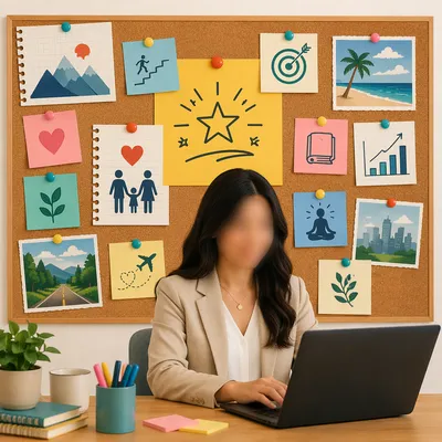 Goal Setting Vision Board in Modern Office