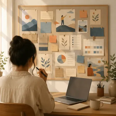 Goal Setting Vision Board in Modern Office