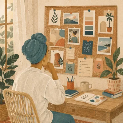 Creative Goal Setting Vision Board Workspace