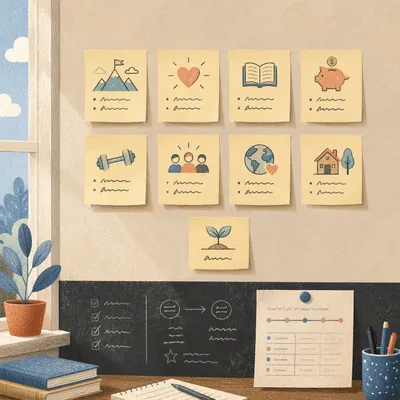 Minimal Goal Setting Vision Board Wall