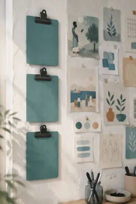 Goal Setting Vision Board with Teal Clipboards