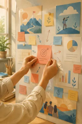 Goal Setting Vision Board in Modern Office