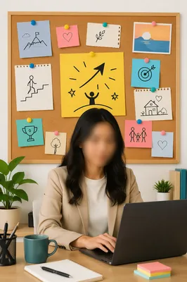 Colorful Goal Setting Vision Board Workspace