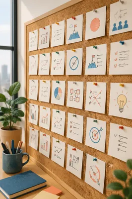 Office Goal Setting Vision Board Close-Up