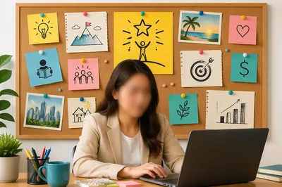 Colorful Office Vision Board for Goal Setting