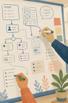 Collaborative Business Flowchart Planning on Whiteboard