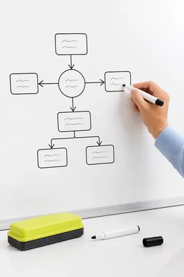 Hand Drawing Business Flowchart on Whiteboard