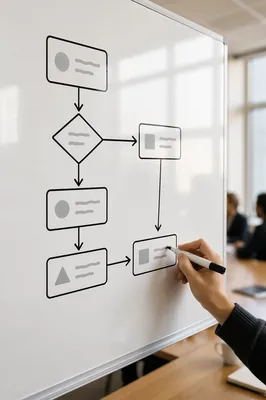 Hand Drawing Flowchart on Whiteboard