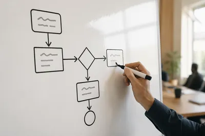 Hand Drawing Flowchart in Meeting Room